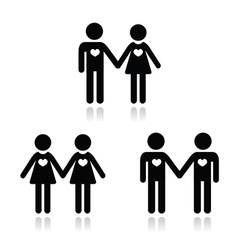 Hetero gay and lesbian love couples icons set vector image