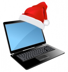 Christmas laptop design vector image