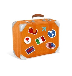 Vintage suitcase isolated on white vector image