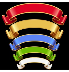 Ribbons set Multicolored banners isolated on black Ribbons set Multicolored banners isolated on black vector image
