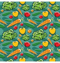 Seamless pattern with vegetables and fruits vector image