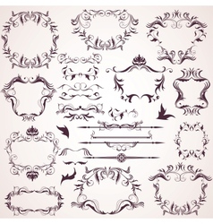 Collection of calligraphic vintage frames and text vector image