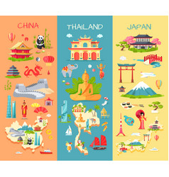 China thailand japan icons of asian countries China thailand japan icons of asian countries vector image