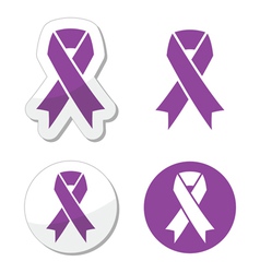 Purple ribbon pancreatic cancer symbol vector image