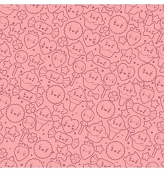 Seamless kawaii pattern with cute cakes vector image