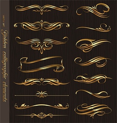 Golden calligraphic design elements vector image