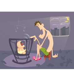 Sleepy parent crying baby vector image
