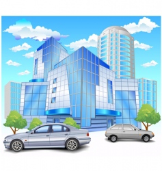Building with parking vector image