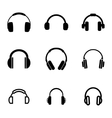 Black headphone icons set vector image
