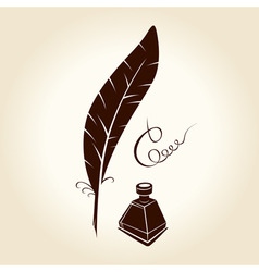 Feather pen ink calligraphic letter vector image