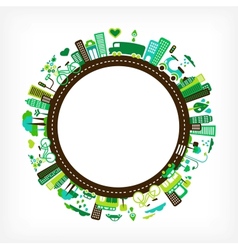 Circle with green city vector image