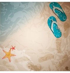Sandals and starfish at beach nature summer vector image