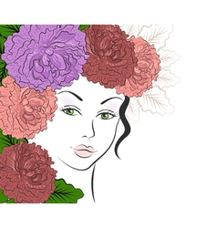 Romantic girl with floral hair vector image
