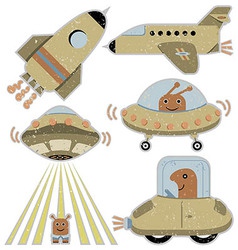 Set of cute spaceships vector image