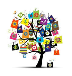 Shopping bags on tree vector image