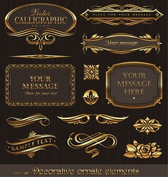 Golden decorative design elements vector image