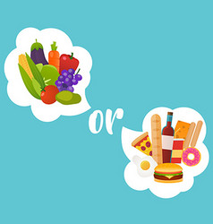 Healthy or fast food Diet nutrition fitness and vector image