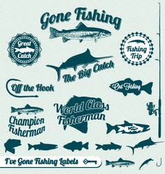Gone Fishing Labels vector image
