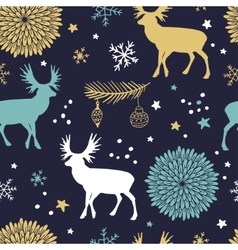 Seamless pattern with trees deers and vector image