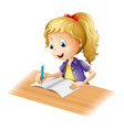 Cartoon girl writing vector image