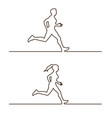Line silhouettes of runners set of linear vector image