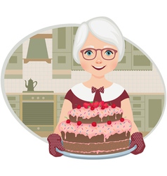Grandmother baked a cake vector image