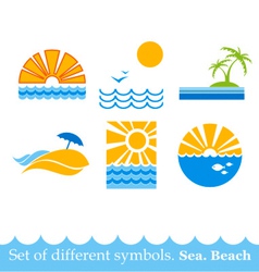 Set of signs sea beach image vector image
