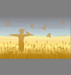 Agricultural wheat field landscape template Agricultural wheat field landscape template vector image