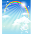 Rainbow clouds and bubbles vector image
