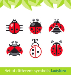 Ladybird ladybug set of symbols vector image