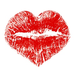 Lipstick kiss in heart shape vector image