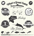Retro Gone Fishing Labels and Icons vector image