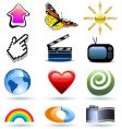 Icons collection glossy graphic symbols vector image