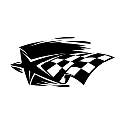 Motor sport icon with a star and checkered flag vector image