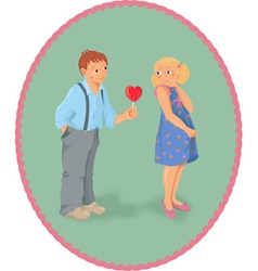Boy girl and a lollipop look like heart shape vector image