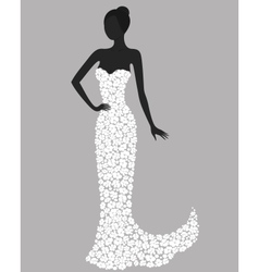 Gorgeous girl in white flower dress vector image