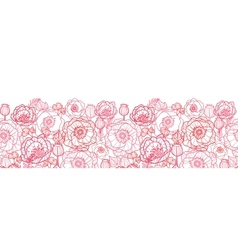 Poppy flowers line art horizontal seamless pattern vector image