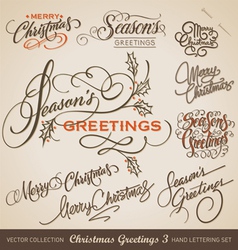 CHRISTMAS GREETINGS hand lettering set vector image