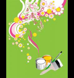 Floral background with paintbrushes vector image