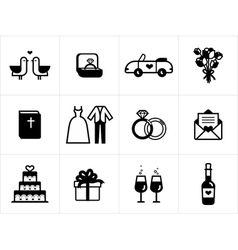 Wedding icons set vector image