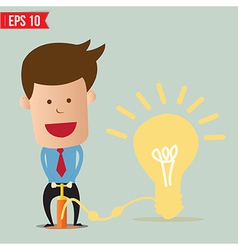 Cartoon Business man pumping idea balloon - vector image