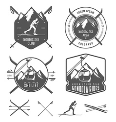 Set of nordic skiing design elements vector image
