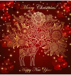 Christmas with deer vector image