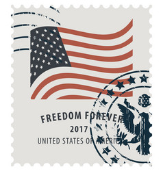 Postage stamp with the image of the american flag vector image