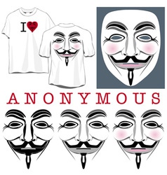 Anonymous Faces in Black Color and T-shirts vector image