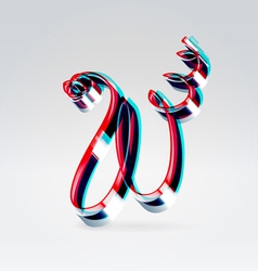 Fantasy plastic 3d glowing ribbon typeface vector image