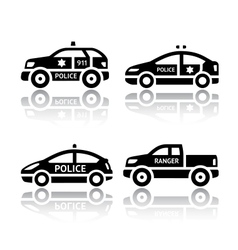 Set of transport icons - Police cars vector image