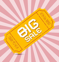 Orange Big Sale Paper Ticket on Pink Background vector image