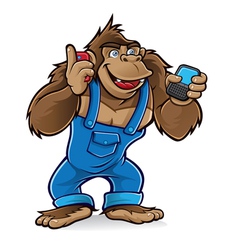 Cartoon gorilla with mobile phones vector image