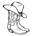 Cowboy boots and hat graphic isolated vector image